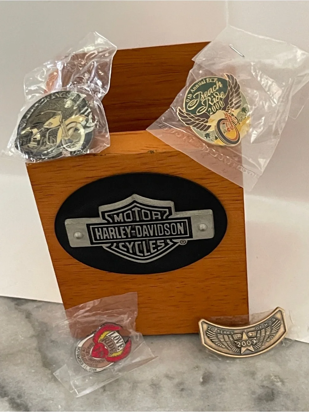 Harley-Davidson Black & Brown Logo Display Box with Collectible Pins